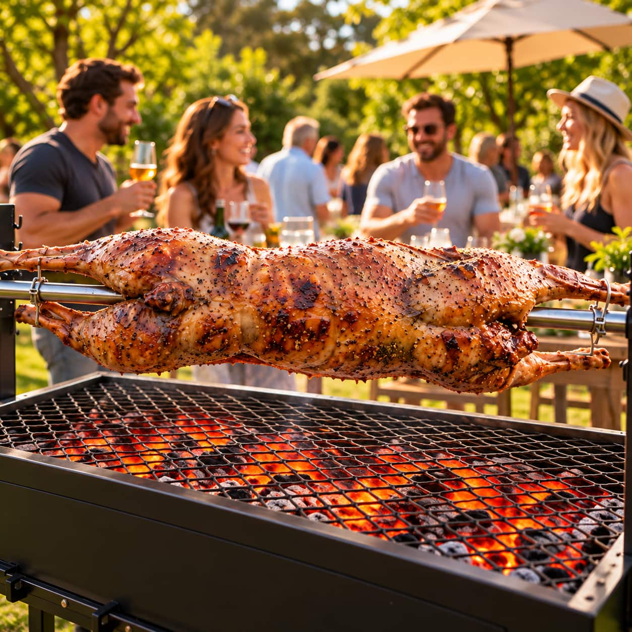 Golden-Hour Lamb Rotisserie Feast